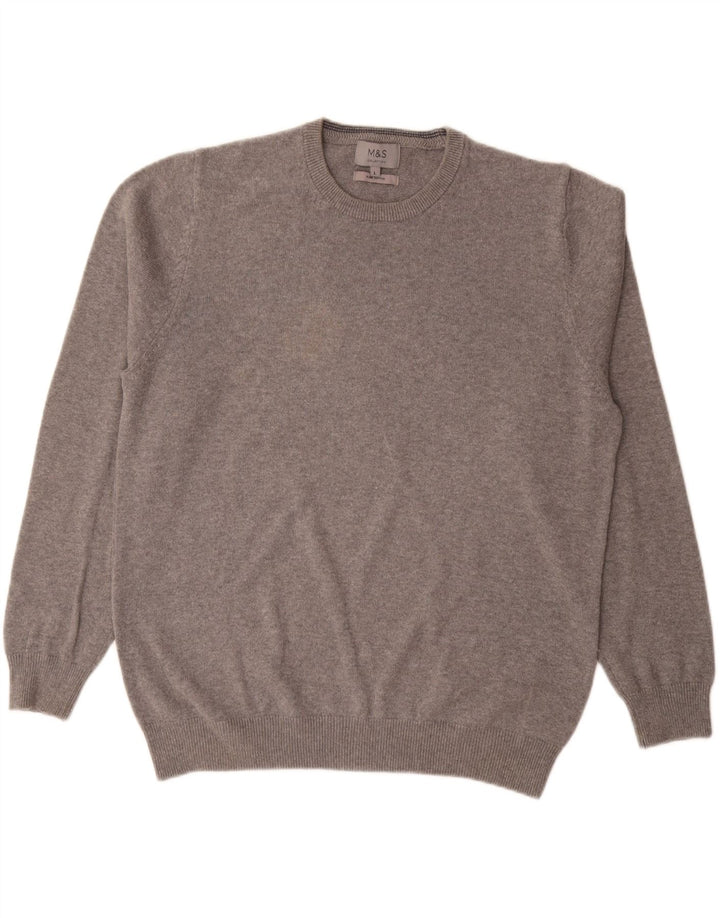 MARKS & SPENCER Maglione girocollo da uomo grande in cotone grigio