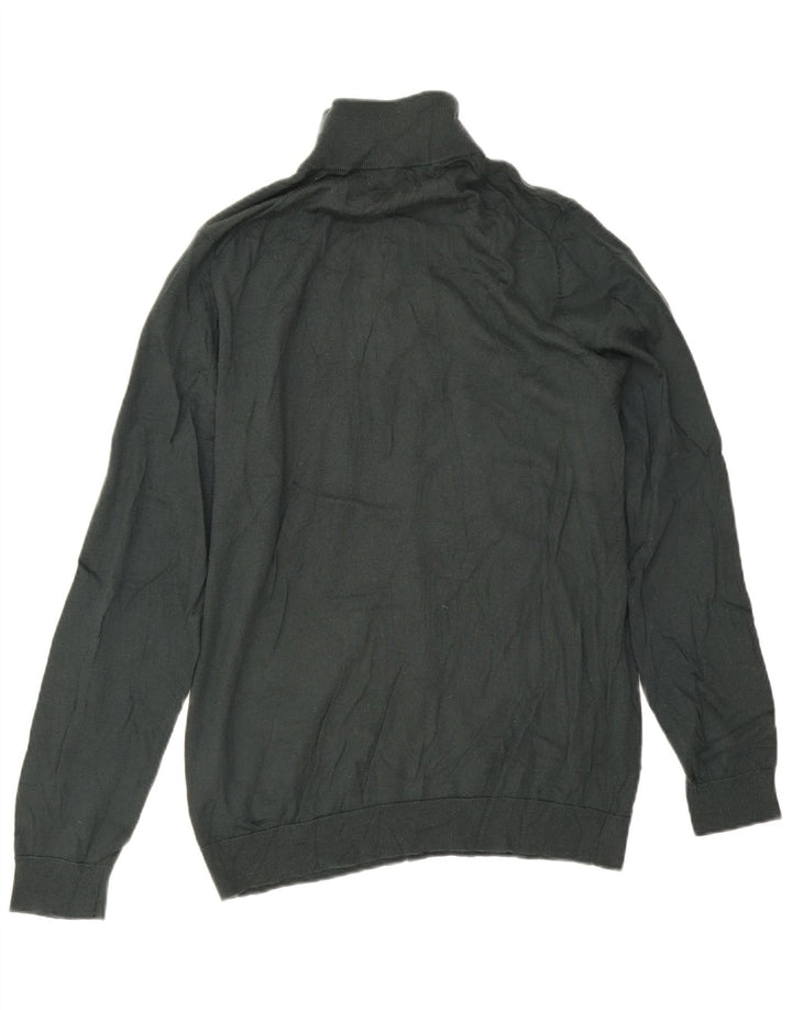 Maglione da uomo Marks & Spencer con zip e collo grande in lana merino verde