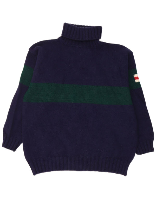Maglione maglione a collo alto da donna Hackett UK 18 XL Lana color block blu navy