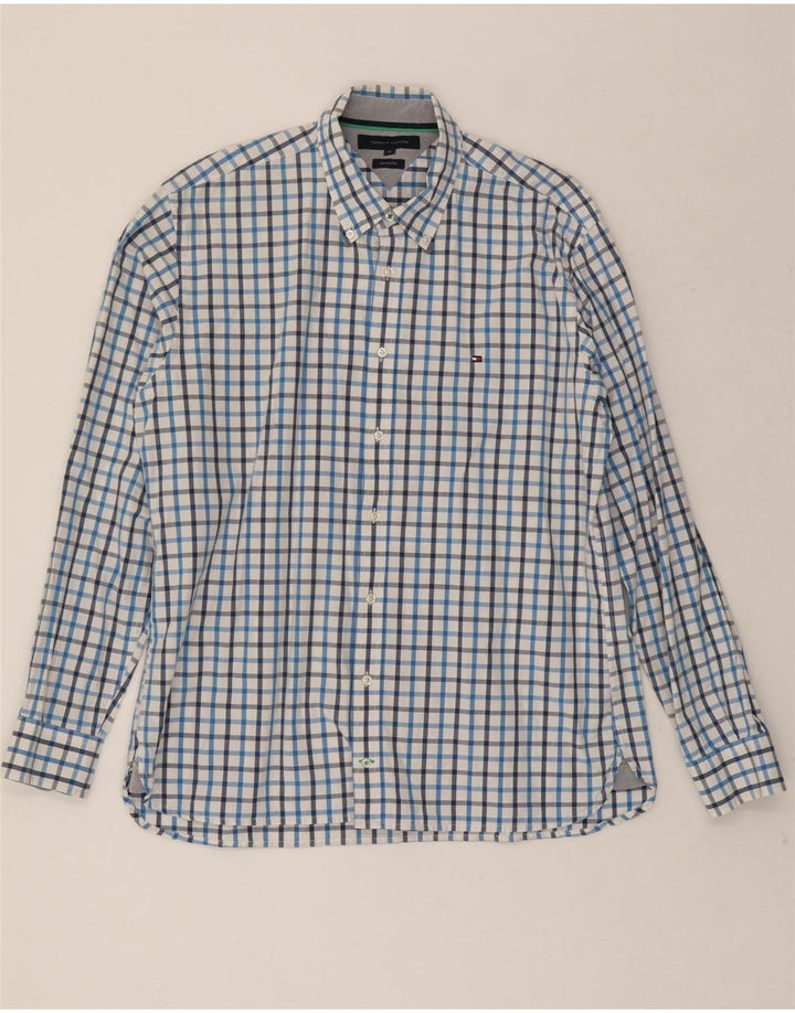 TOMMY HILFIGER Mens Custom Fit Shirt XL Blue Check Cotton Vintage Tommy Hilfiger and Second-Hand Tommy Hilfiger from Messina Hembry 