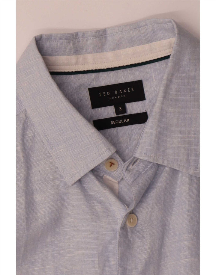 Ted Baker Camicia da uomo vestibilità regolare taglia 3 lino blu medio