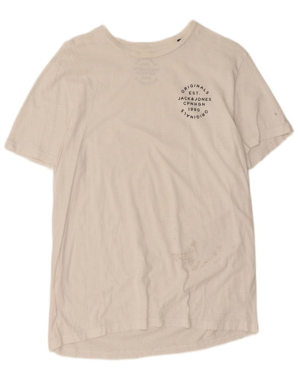 Jack & Jones Mens T-Shirt Top Large White Cotton