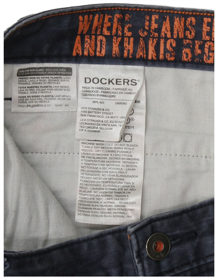 DOCKERS Pantaloni chino dritti da uomo W38 L30 cotone blu navy