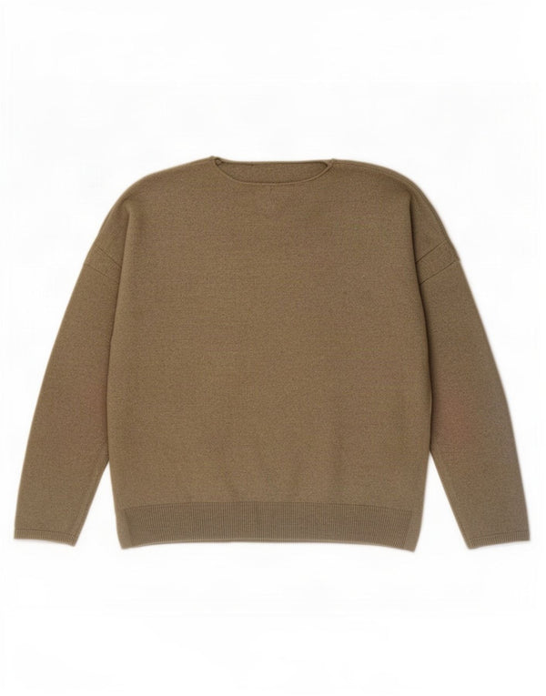 Maglione maglione girocollo da donna Massimo Dutti UK 12 Lana kaki media