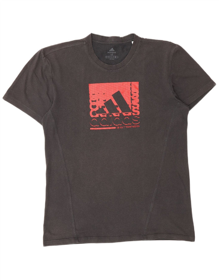 T-shirt grafica da uomo Adidas Top in poliestere nero medio