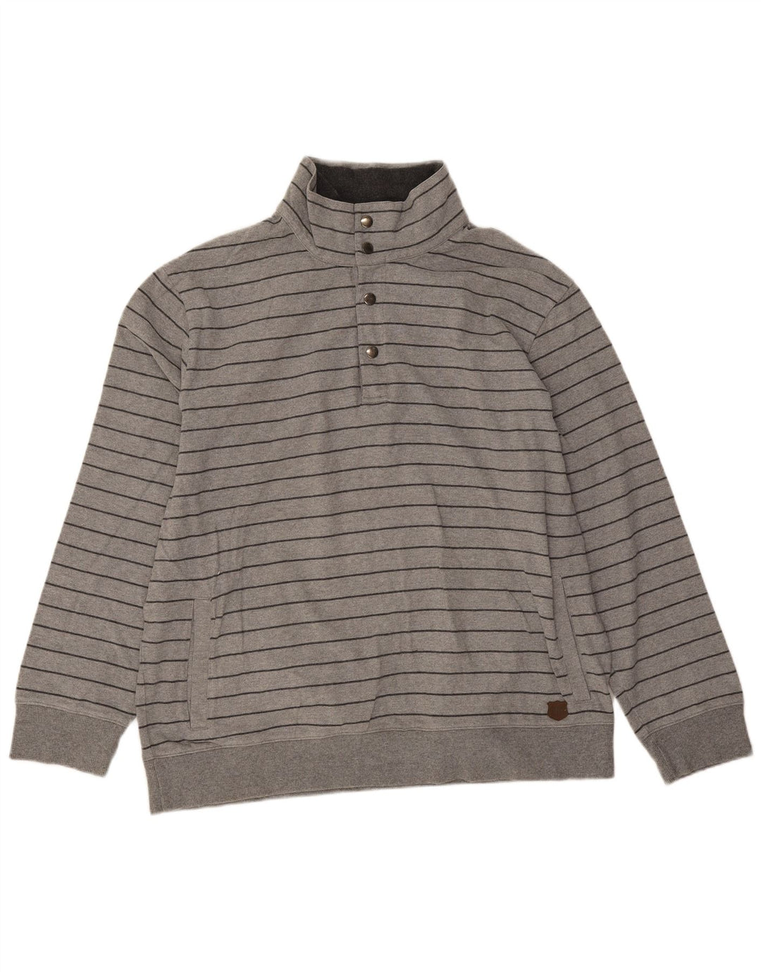 Maglione da uomo Marks & Spencer con bottoni e collo XL in cotone a righe grigie