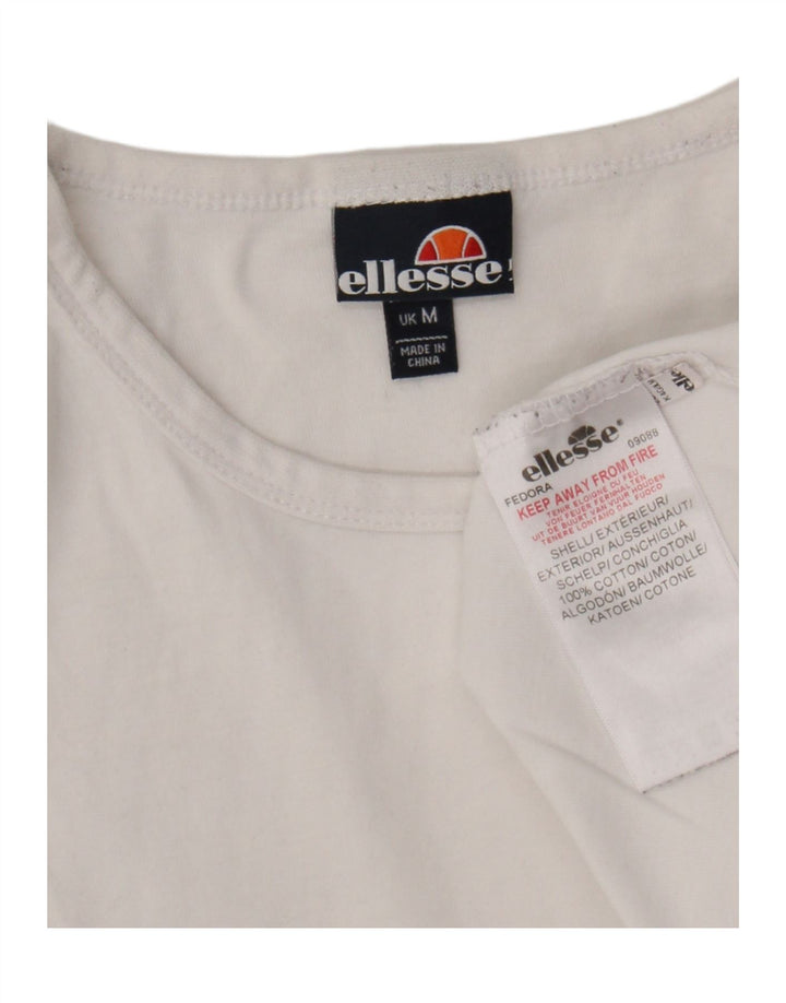 ELLESSE Mens Graphic T-Shirt Top Medium White Cotton Vintage Ellesse and Second-Hand Ellesse from Messina Hembry 