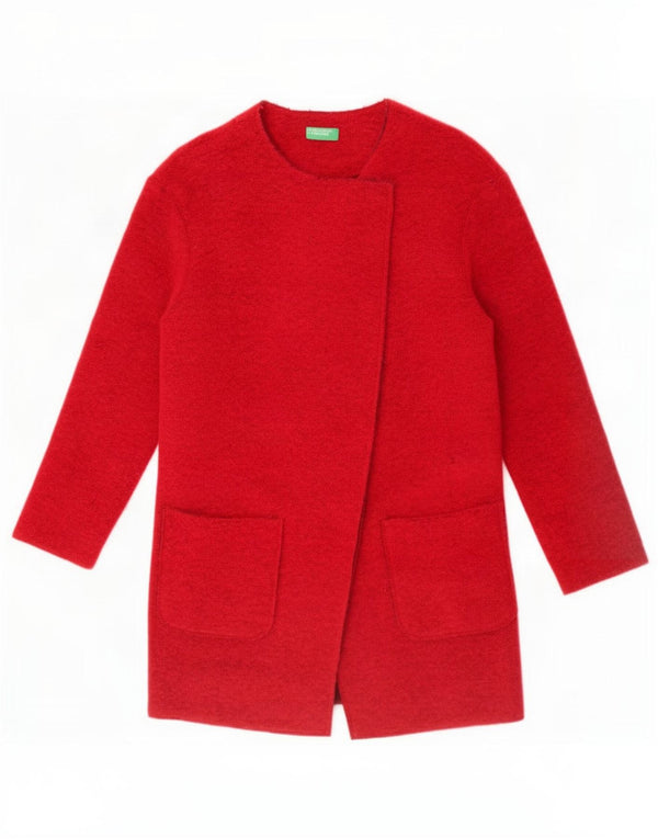 Benetton Cappotto aperto da donna UK 6 XS Rosso Lana