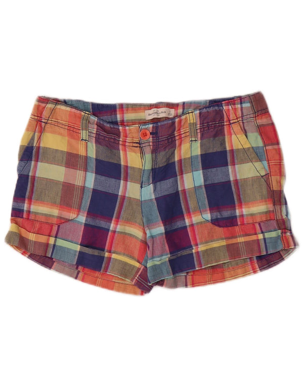 Pantaloncini chino da donna Abercrombie & Fitch US 2 XS W30 a quadri multicolore