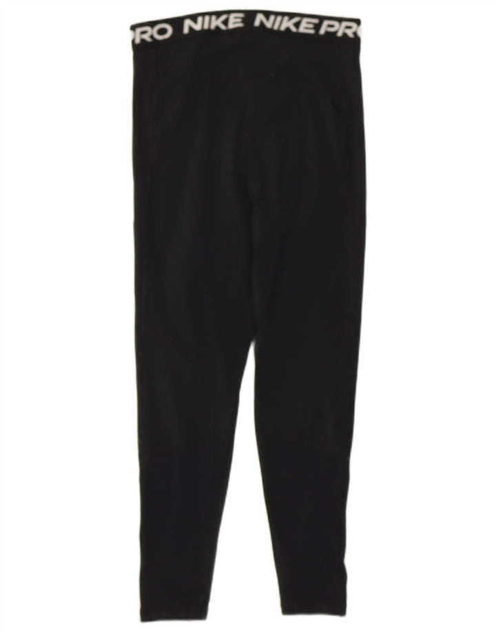 NIKE Womens Dri Fit Capri Leggings UK 12 Medium  Black Polyester