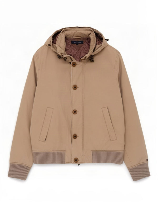 Bomber con cappuccio da uomo Tommy Hilfiger UK 38 Blocco colore grigio medio