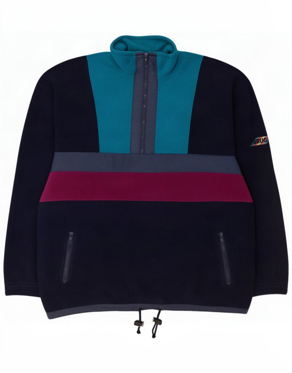 Brugi Maglione in pile da uomo con zip e collo XL Blu navy Colourblock