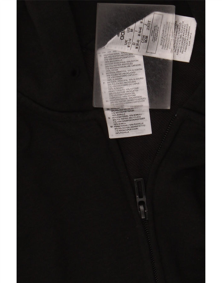Maglione con cappuccio e zip da donna Adidas UK 12/14 Cotone nero medio