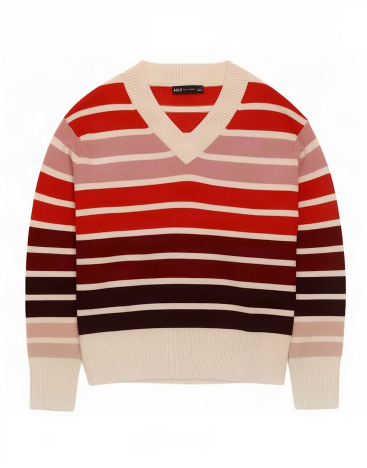 Maglione maglione con scollo a V da donna Marks & Spencer UK 8 piccolo multicolore
