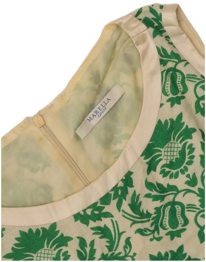 Abito a trapezio senza maniche da donna Marella UK 12 Verde medio floreale