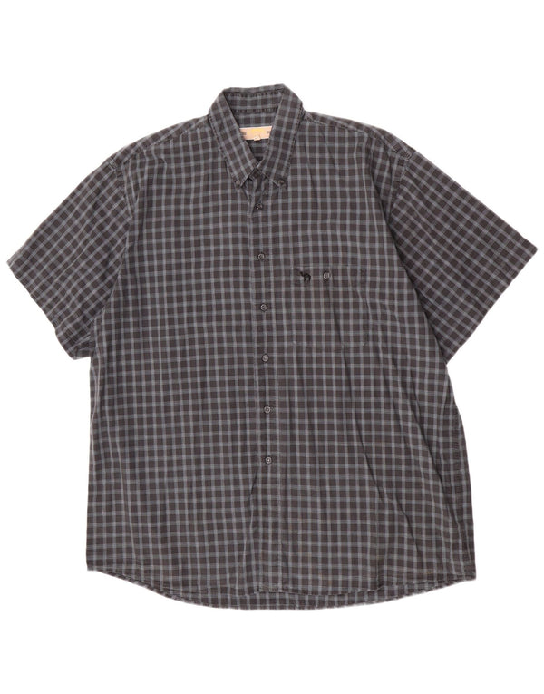 Camicia a maniche corte da uomo Camel Active XL in cotone a quadri grigi