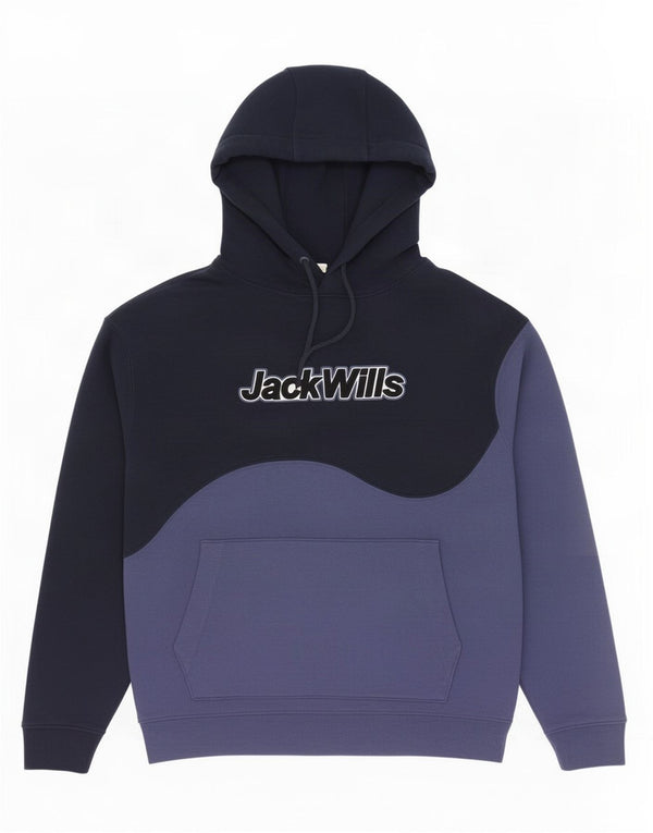 Maglione con cappuccio oversize grafico da uomo Jack Wills piccolo color block blu navy