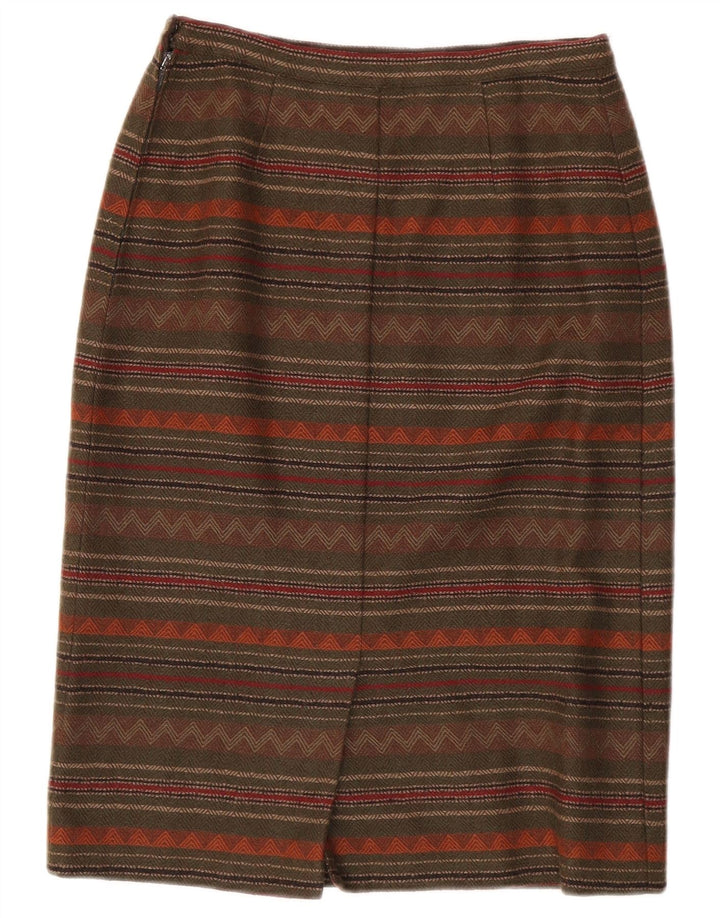 Gonna a tubino vintage da donna W26 piccola a righe color kaki