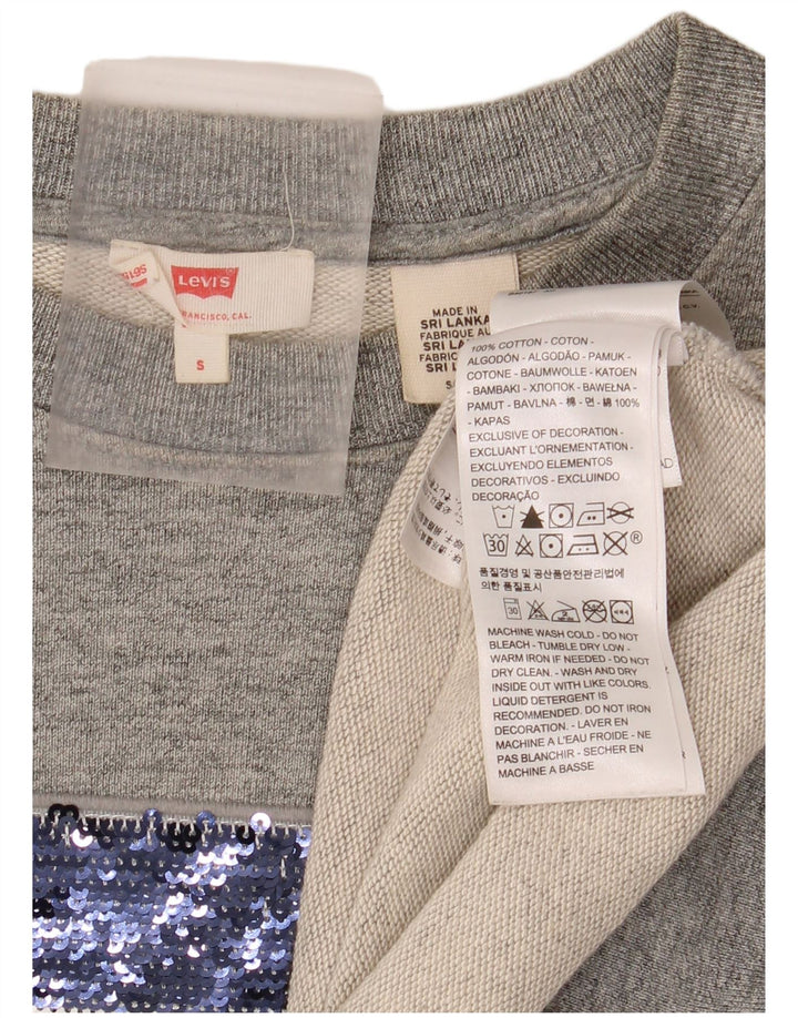 Levi's Donna Felpa con grafica oversize Maglione UK 10 Piccolo Cotone grigio