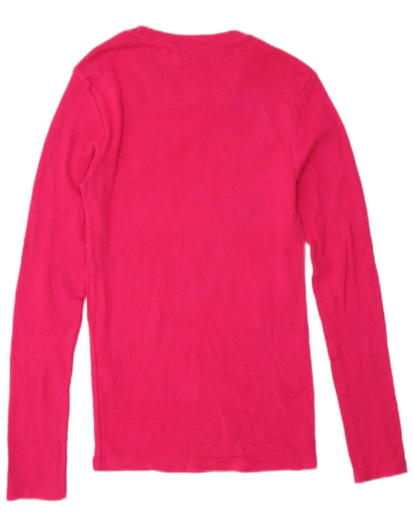 Top da donna a maniche lunghe Ralph Lauren UK 8 piccolo in cotone rosa