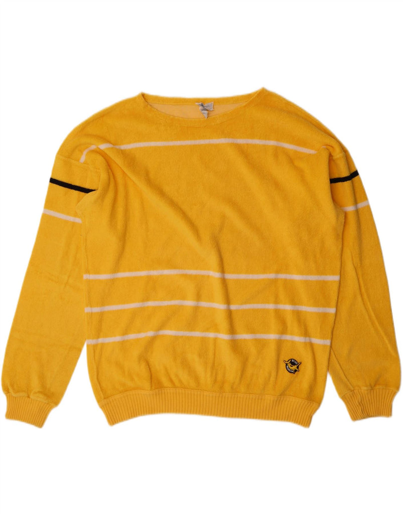 ERMENEGILDO ZEGNA Womens Boat Neck Jumper Sweater IT 54 2XL Yellow Striped Vintage Ermenegildo Zegna and Second-Hand Ermenegildo Zegna from Messina Hembry 