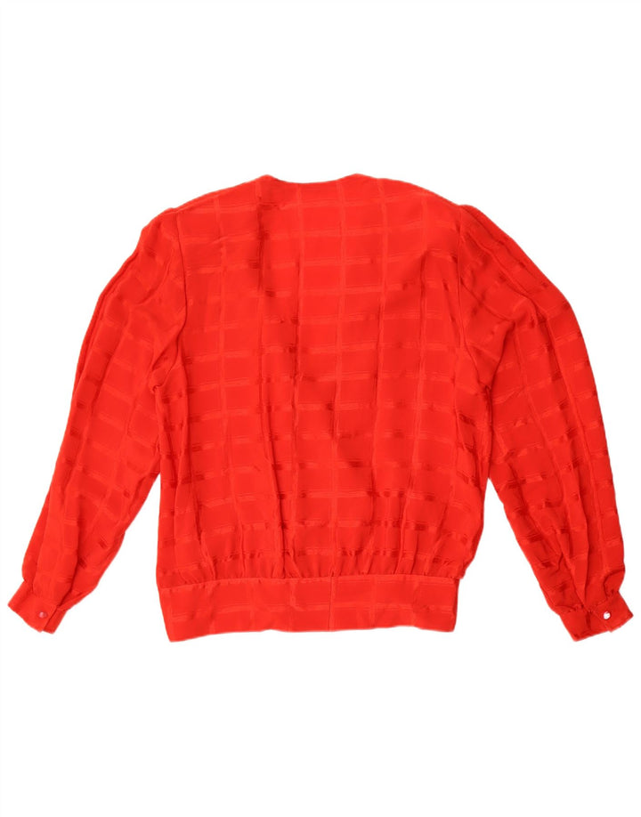 Top camicetta a maniche lunghe da donna vintage UK 14 quadri rossi medi