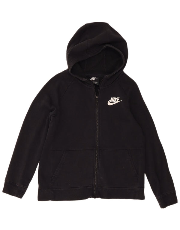 Felpa con cappuccio e zip Nike, vestibilità standard, per ragazze, 13-14 anni, XL, cotone nero
