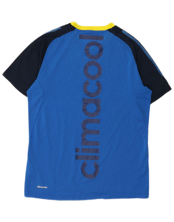 T-shirt grafica Adidas da uomo Climacool Top in poliestere color block blu medio