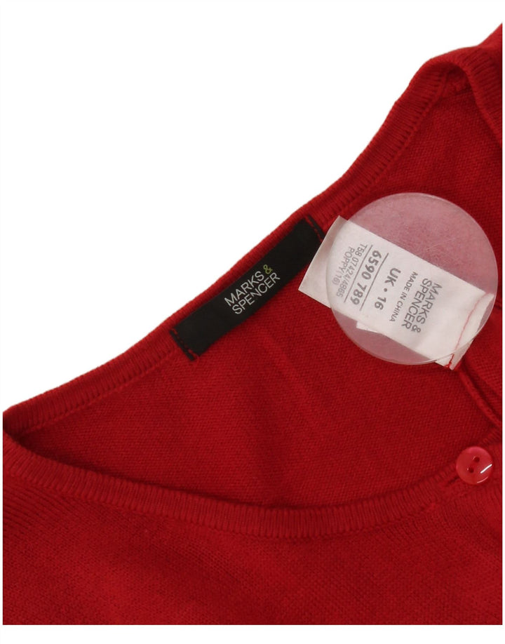 Maglione cardigan da donna Marks & Spencer UK 16 grande acrilico rosso