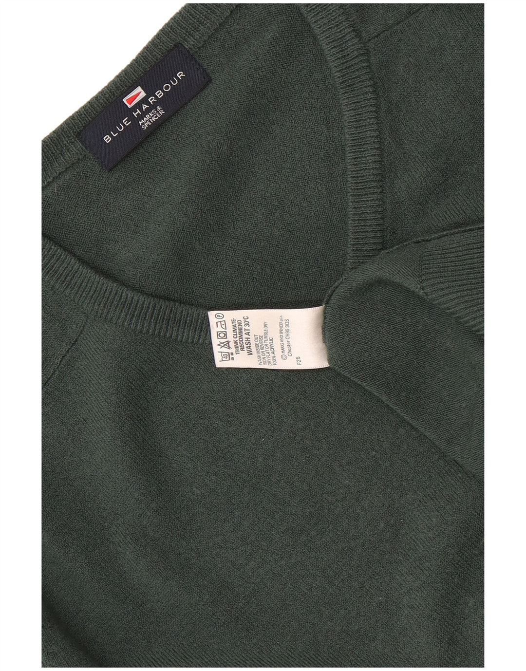 Marks & Spencer Maglione da uomo con scollo a V blu Harbour piccolo acrilico verde