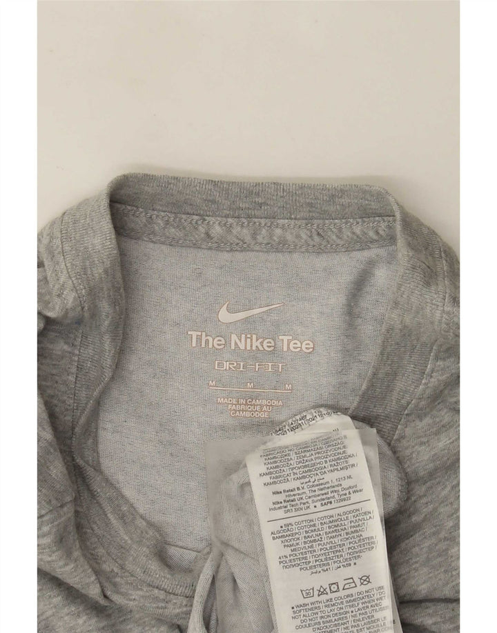 T-shirt grafica Nike Dri Fit da uomo in cotone mélange grigio medio