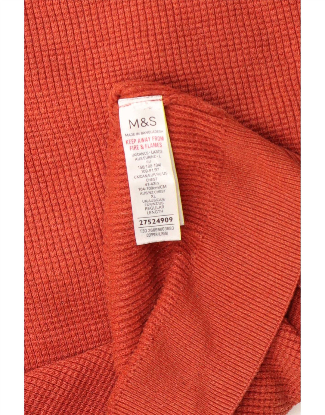 Maglione maglione girocollo da uomo Marks & Spencer grande poliestere arancione