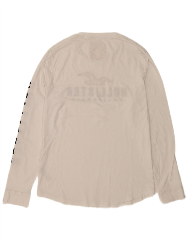 Top grafico da uomo Hollister a maniche lunghe in cotone bianco medio