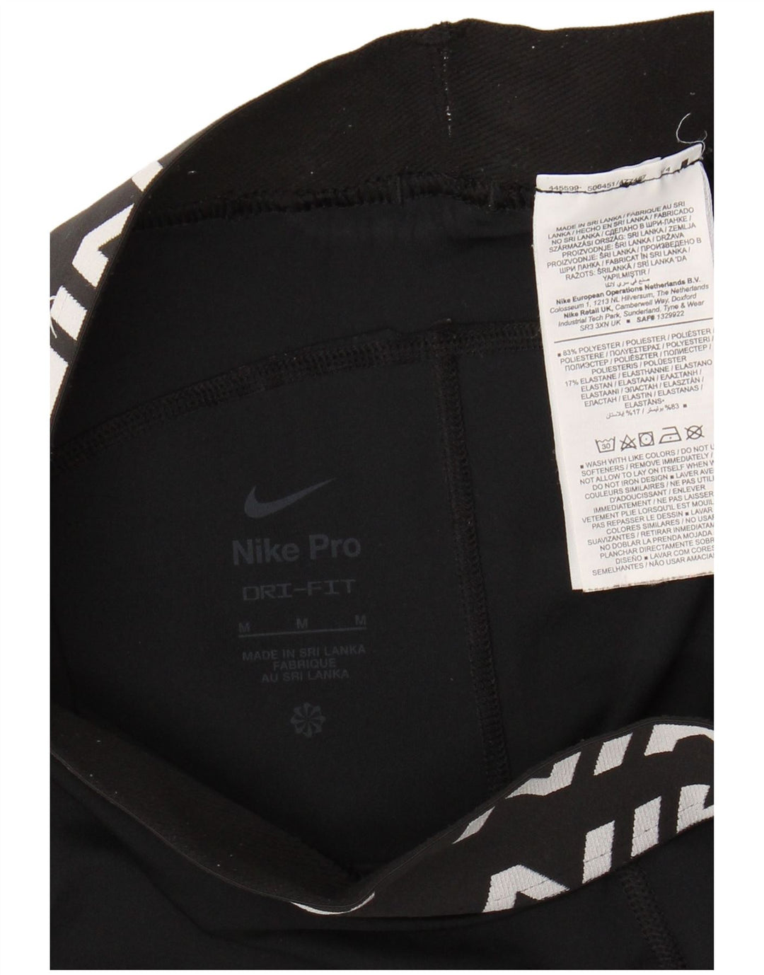 Leggings grafici NIKE Dri Fit da donna UK 12 medio nero poliestere