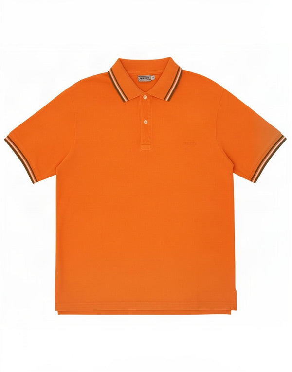 Polo Geox Uomo Respira Cotone a Righe Medie Arancione