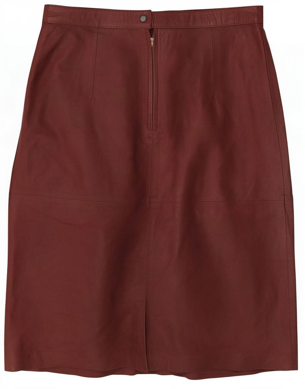 Vintage Womens Leather Skirt Medium W30 Brown