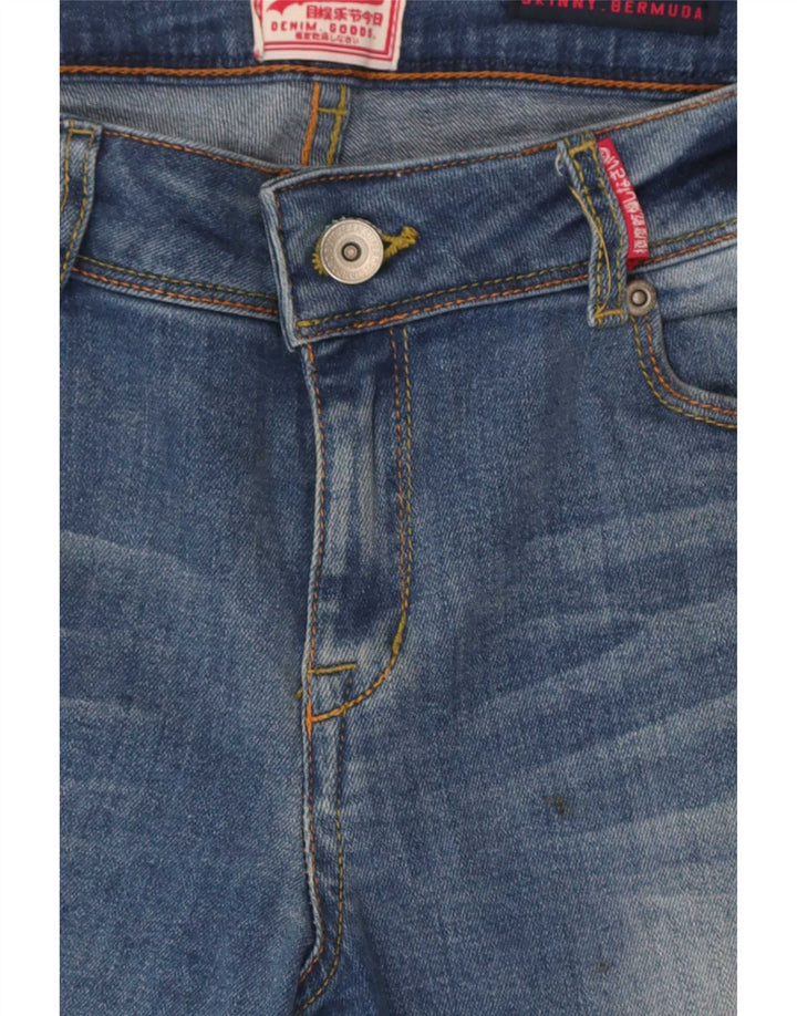 Pantaloncini di jeans skinny bermuda da donna Superdry W32 cotone blu medio