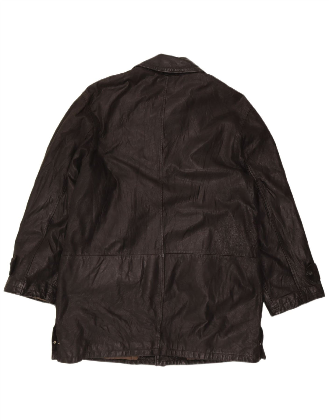VINTAGE Mens Leather Coat IT 50 Large Black Leather
