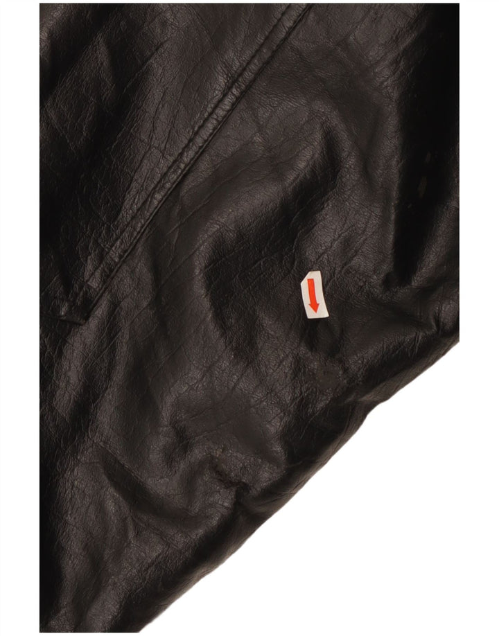 Giacca in pelle vintage da uomo UK 38 media nera