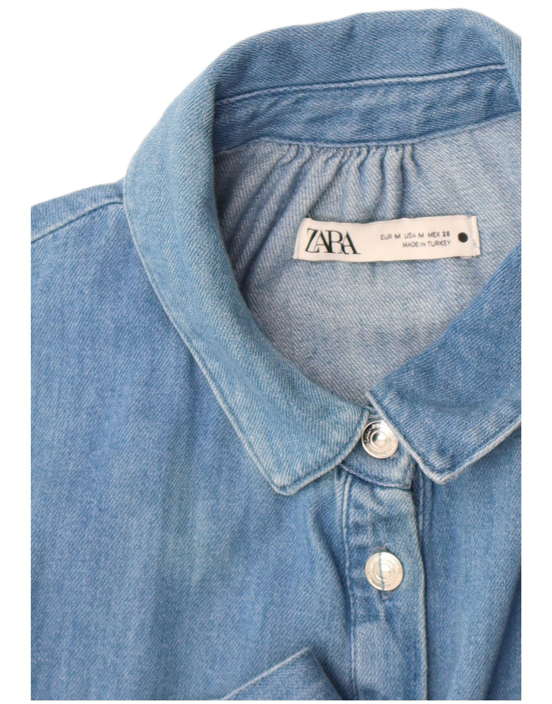 Abito in denim a maniche lunghe da donna Zara UK 12 Blu medio