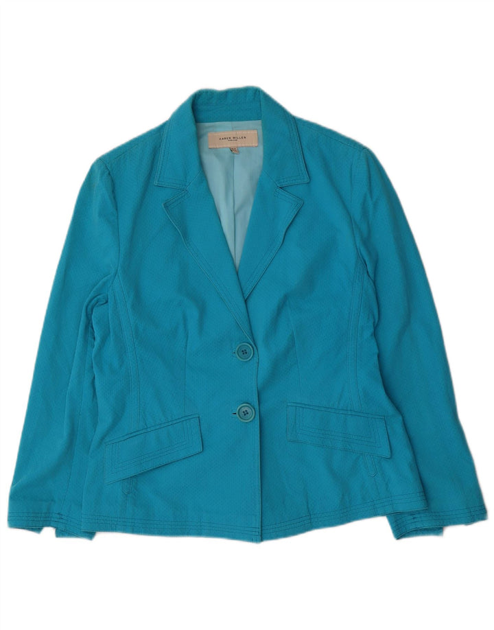Giacca blazer a 2 bottoni da donna Karen Millen UK 14 cotone blu medio