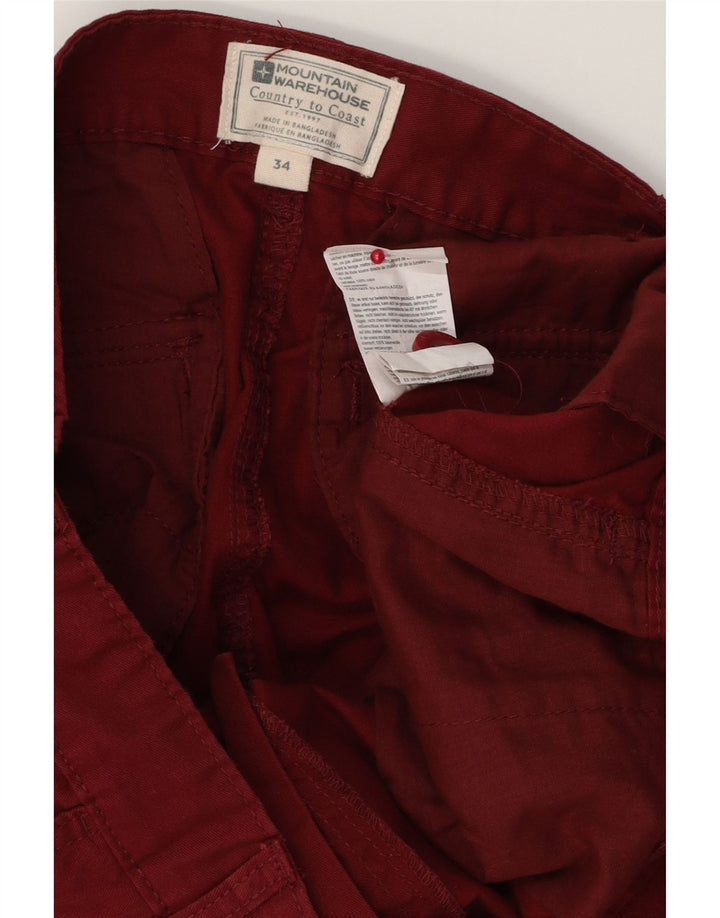 MOUNTAIN WAREHOUSE Pantaloncini cargo da uomo W34 Large in cotone bordeaux