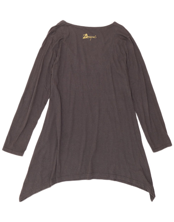 Desigual Donna Tunica Asimmetrica Top UK 20 2XL Grigio Floreale