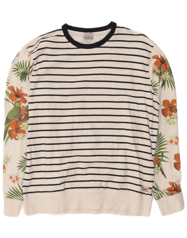 Jack & Jones Felpa da donna Maglione UK 18 XL Cotone a righe bianche