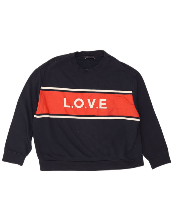 Felpa grafica da donna Marks & Spencer UK 14 medio blu navy