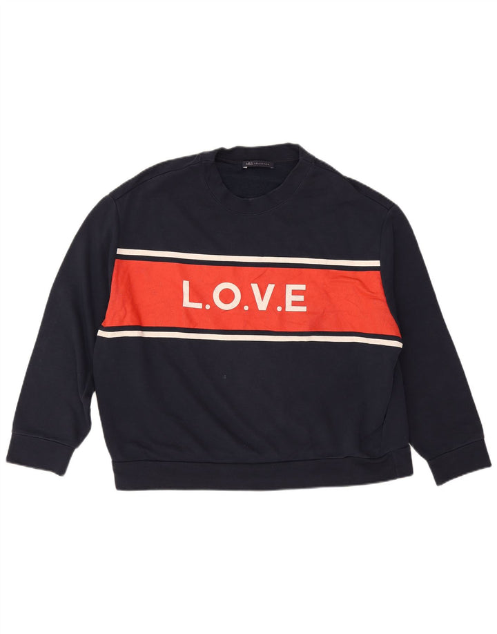 Felpa grafica da donna Marks & Spencer UK 14 medio blu navy