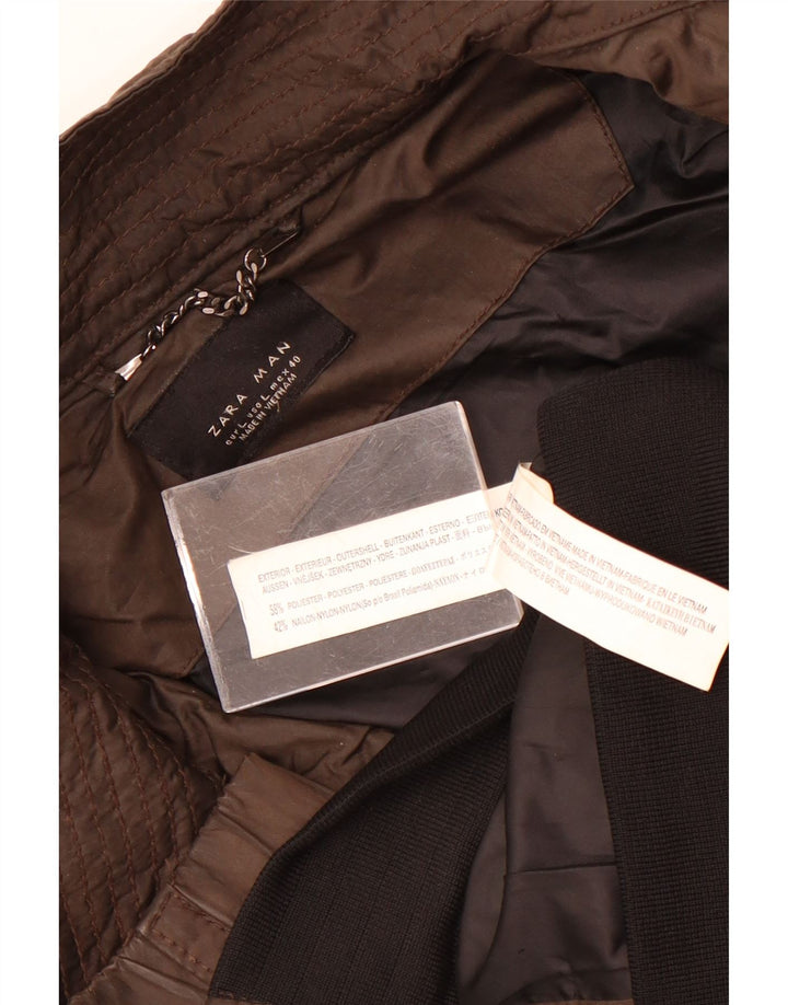 Giubbotto bomber da uomo Zara UK 40 grande poliestere marrone