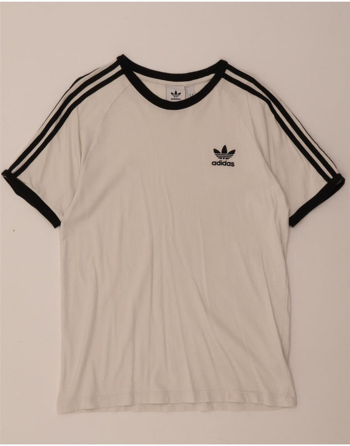 ADIDAS Mens Graphic T-Shirt Top Medium White Cotton