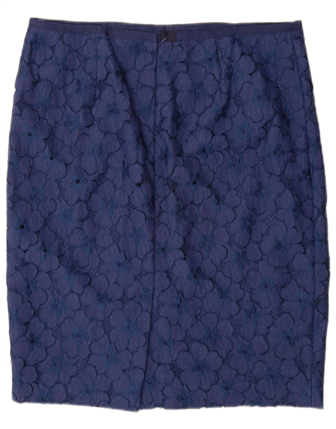 Gonna a tubino vintage da donna W32 grande floreale blu navy
