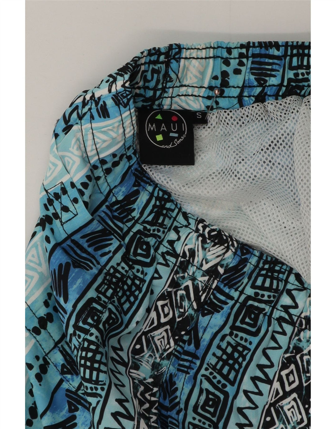 Pantaloncini da bagno da uomo Maui and Sons piccoli in poliestere geometrico blu